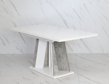 DOHA nowoczesny stół rozkładany do salonu jadalni 120x80 biały połysk beton