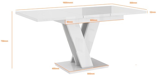MASIV nowoczesny stół rozkładany do salonu jadalni 120x80 biały poł. czarny