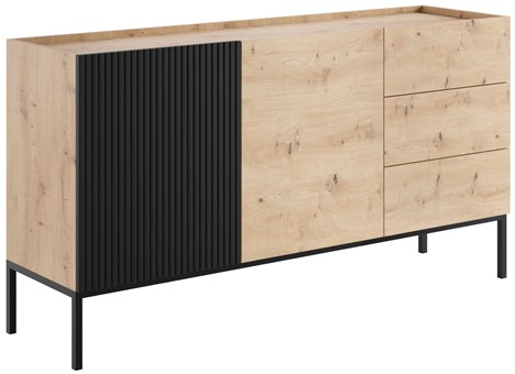 meble KOME 13 duża komoda z szufladami na nóżkach do salonu artisan czarny