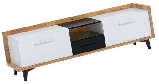 meble DOX 09 duża komoda stolik szafka RTV z szufladą craft zł biały czarny