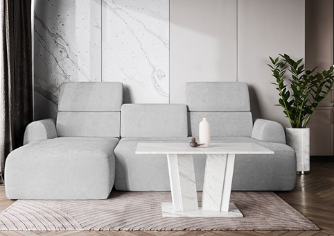 DO2 ława nowoczesny stolik kawowy 100x60 do salonu biały marmur biały