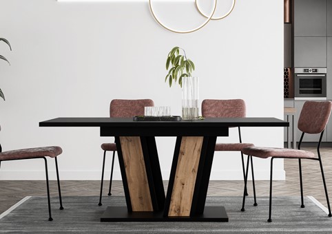 MU1 nowoczesny stół rozkładany do salonu kuchni jadalni 120/160x80 czarny w