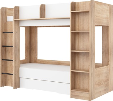 Łóżko piętrowe dziecięce młodzieżowe 2 osobowe 80x200 EVEST sonoma biały