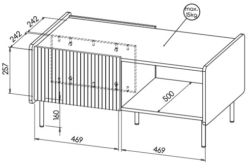 meble PRESTIGO 11 stolik kawowy loft ława ryfle