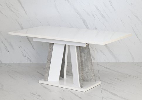 DOHA nowoczesny stół rozkładany do salonu jadalni 120x80 biały połysk beton