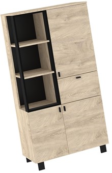 meble GAVES 09 szafka regał z półkami loft do salonu dąb endgrain czarny