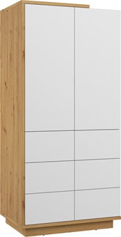 meble BRITA 23 szafa do salonu przedpokoju sypialni dąb artisan biały połys