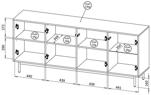 meble TILA #1 zestaw witryna komoda stół rozkładany dąb olejowany cashmere