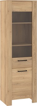meble DELIS 15 wysoka wąska witryna do salonu dąb cremona