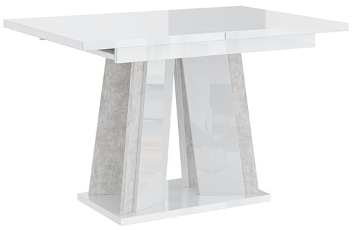 DOHA nowoczesny stół rozkładany do salonu jadalni 120x80 biały połysk beton