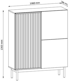 meble SAORI K3D szafka komoda z drzwiami lamelami do salonu dąb cremona