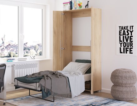 Półkotapczan pionowy łóżko chowane w szafie TEDDY 90 dąb cremona