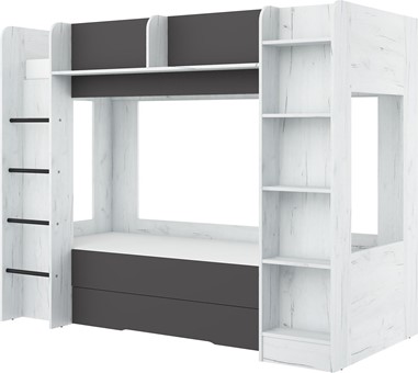 Łóżko piętrowe dziecięce młodzieżowe 2 osobowe 80x200 EVEST craft biały gra