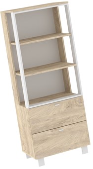 meble GAVES 08 regał z szufladami półkami do salonu loft dąb endgrain biały