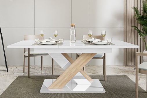 BRONX nowoczesny stół rozkładany 140/180x80 do salonu jadalni biały sonoma