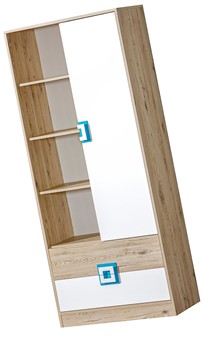 meble NICO 04 regał na książki zabawki z półkami szufladami dąb biały turku