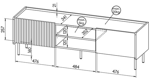 meble PRESTIGO 07 komoda szafka RTV 150 loft ryfle