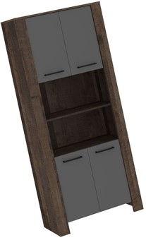 meble DELIS 09 wysoki regał z drzwiami półkami dąb grange grafit