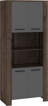 meble DELIS 09 wysoki regał z drzwiami półkami dąb grange grafit