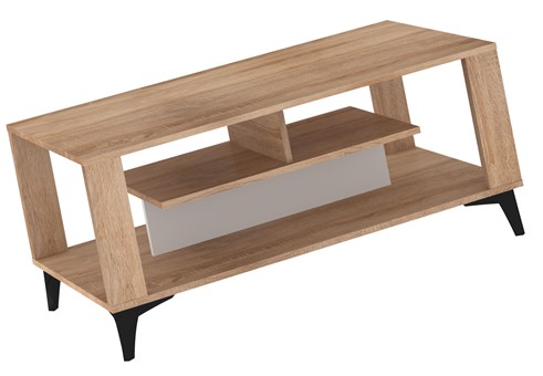 meble MIGES 06 nowoczesna ława stolik kawowy z półką dąb sonoma biały połys