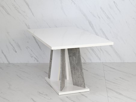 DOHA nowoczesny stół rozkładany do salonu jadalni 120x80 biały połysk beton