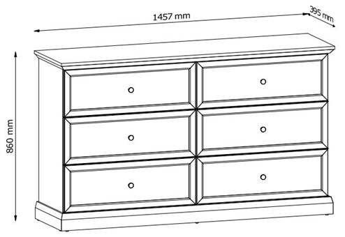meble LUCCA K6S duża komoda z szufladami do salonu sypialni biały opal