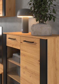 meble DELIS 10 komoda stolik szafka RTV 140 dąb artisan czarny