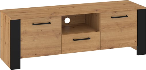 meble DELIS 10 komoda stolik szafka RTV 140 dąb artisan czarny