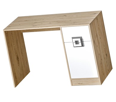 meble NICO 10 biurko gamingowe komputerowe młodzieżowe dąb jasny biały popi