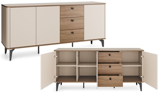meble AURENA 05 duża komoda do salonu sypialni na nóżkach orzech cashmere