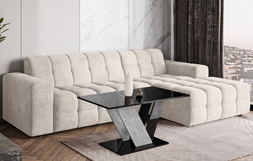 DU1 ława nowoczesny stolik kawowy 100x60 do salonu czarny połysk beton