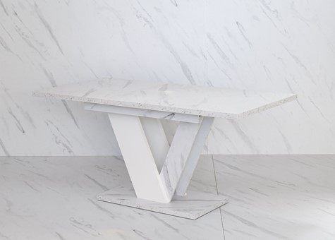 DUBAI nowoczesny stół rozkładany do salonu jadalni 120x80 biały marmur bia.