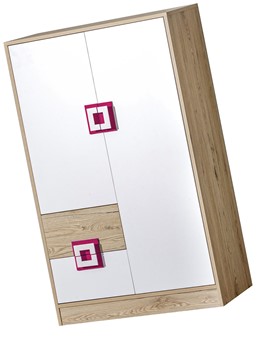 meble NICO 07 wysoka komoda z szufladami drzwiami młodzieżowa dąb biały róż