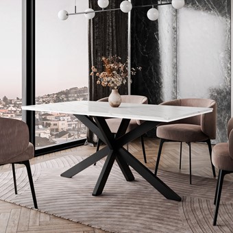 WERO nowoczesny loftowy stół do salonu jadalni 160x90 biały marmur czarny