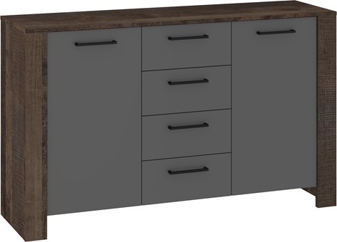 meble DELIS 03 duża komoda z szufladami drzwiami do salonu dąb grange grafi