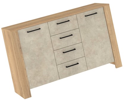 meble DELIS 03 duża komoda z szufladami drzwiami do salonu dąb cremona gr m