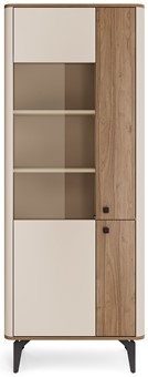 meble AURENA 02 nowoczesna wysoka witryna na nóżkach orzech cashmere