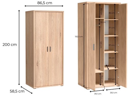 meble GRANDE 08 szafa dwudrzwiowa do salonu sypialni przedpokoju cremona