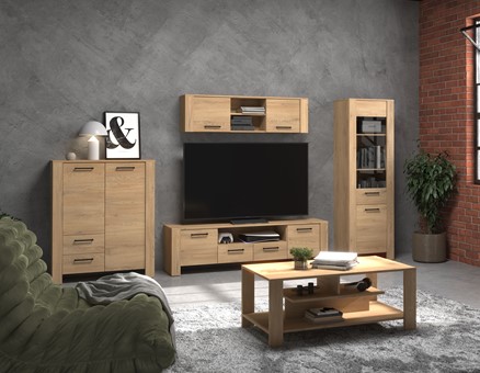 meble DELIS #2 regał szafka RTV wytryna półka stolik kawowy dąb cremona