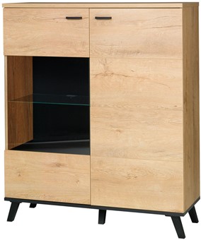 meble JOHN 2 04 szafka witryna komoda z drzwiami do salonu dąb lefkas