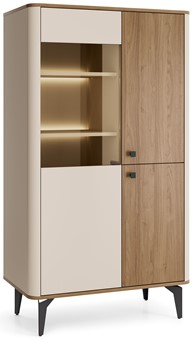 meble AURENA 03 LED nowoczesna niska witryna na nóżkach orzech cashmere