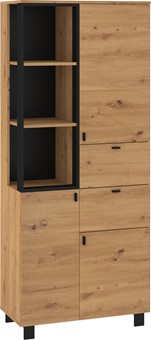 meble GAVES 10 szafka wysoki regał z szufladami drzwiami dąb artisan czarny