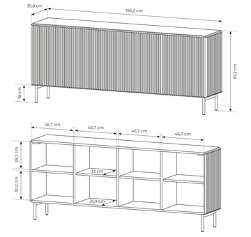 meble MUPPI B duża komoda z drzwiami na nóżkach ryfle kaszmir cashmere