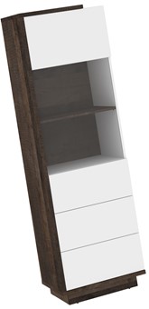 meble BRITA 27 wysoka witryna do salonu dąb grange biały połysk