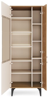 meble AURENA 02 LED nowoczesna wysoka witryna na nóżkach orzech cashmere