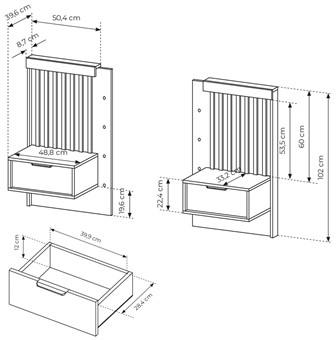 Meble SALY D 2x stolik szafka nocna nakastlik z szufladą lamelami artisan