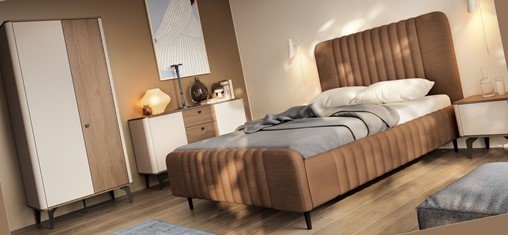 meble AURENA #6 sypialnia szafa łóżko komoda szafka nocna orzech cashmere