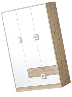meble NICO 03 duża szafa trzydrzwiowa z szufladami młodzieżowa dąb biały dą