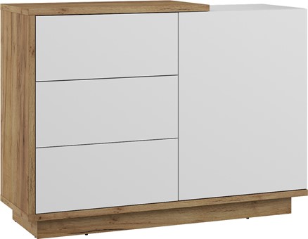 meble BRITA 04 komoda z szufladami drzwiami do salonu dąb craft złoty biały