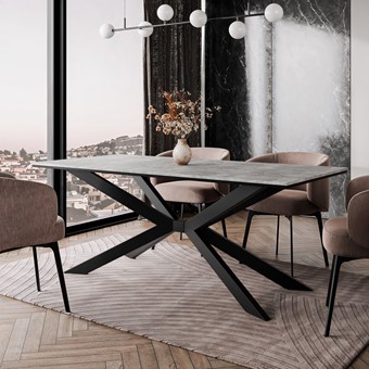 FLORA nowoczesny loftowy stół do salonu jadalni 190x90 beton czarny